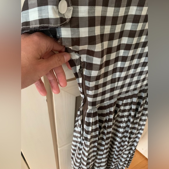 Vintage handmade brown gingham dress. - Picture 7 of 9